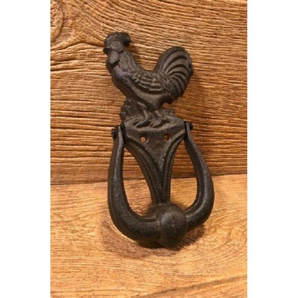Small Rustic Cast Iron Rooster Doorknocker 7 1/2" tall Farmhouse Décor 0184-0044 - Picture 3 of 12